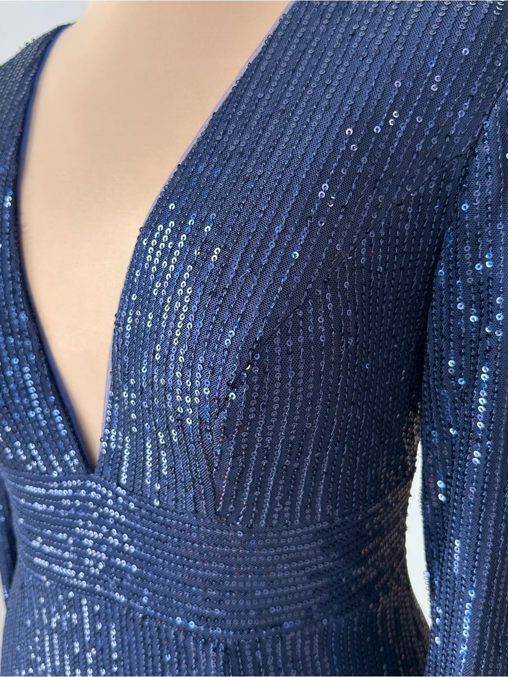 Sequin Gown Womens 16 Long Sleeve Open Back Formal Maxi Prom Mother of the Bride - Picture 3 of 15